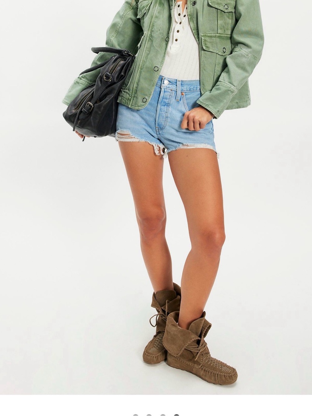 Levi's Light Blue Distressed High-Rise Jean Shorts